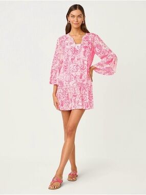 Lilly Pulitzer NWT XL LIVANA COVERUP in Cherry Blossom Pink Fleur de Lilly